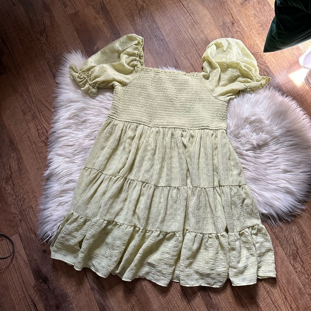 ARULA Clarisse Light Green Smocked Mini Dress - Picture 3 of 6